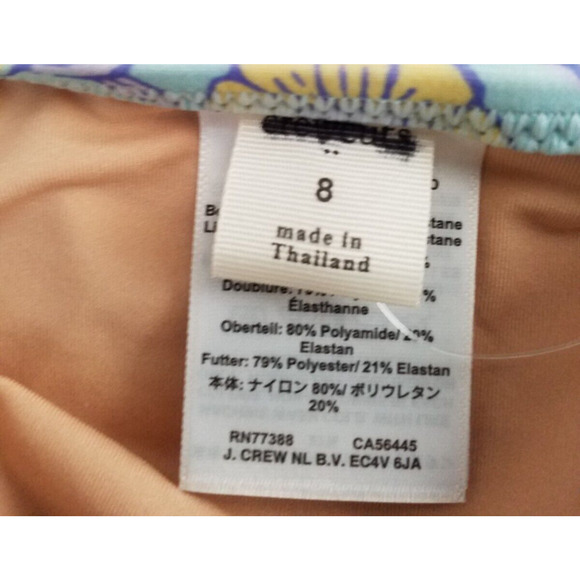 J Crew Girls Floral Tankini UPF 50+ Blue Yellow Top Ruffle Hem Strappy Size 8 - Picture 3 of 6